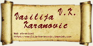 Vasilija Karanović vizit kartica